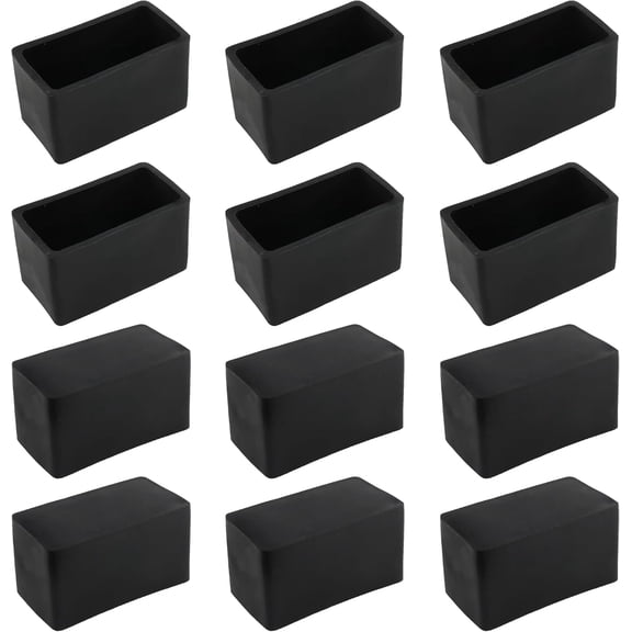 12PCS 3/4" x 1-1/2"Rectangular Rubber Furniture Leg Caps, PVC Chair Leg Tips Caps, Furniture Foot Protectors, Black Rubber Table Foot Cover, Wear-Resistant Table Chair Leg End Cap