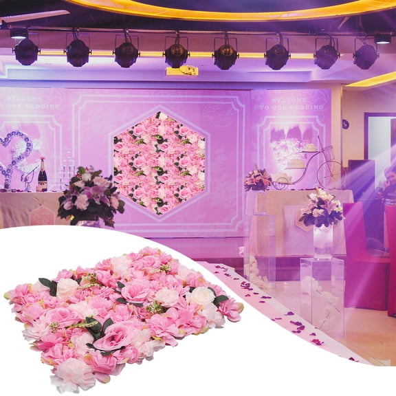 12PCS 3D Artificial Flower Wall Panel Decorative, Indoor Outdoor Flower Wall Panel, Pink Dahlia Rose Simulation Flowers for Wedding, Birthday, Home Decor (23.62 * 15.74 inch)