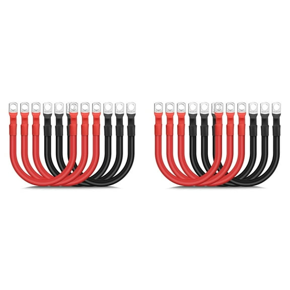12PCS 4 AWG Battery Cables,30CM Marine Battery Inverter Cables Set, with 3/8In Tinned Copper Lugs,for Automotive Solar,12 x 4 AWG Battery Cables,Black & Red