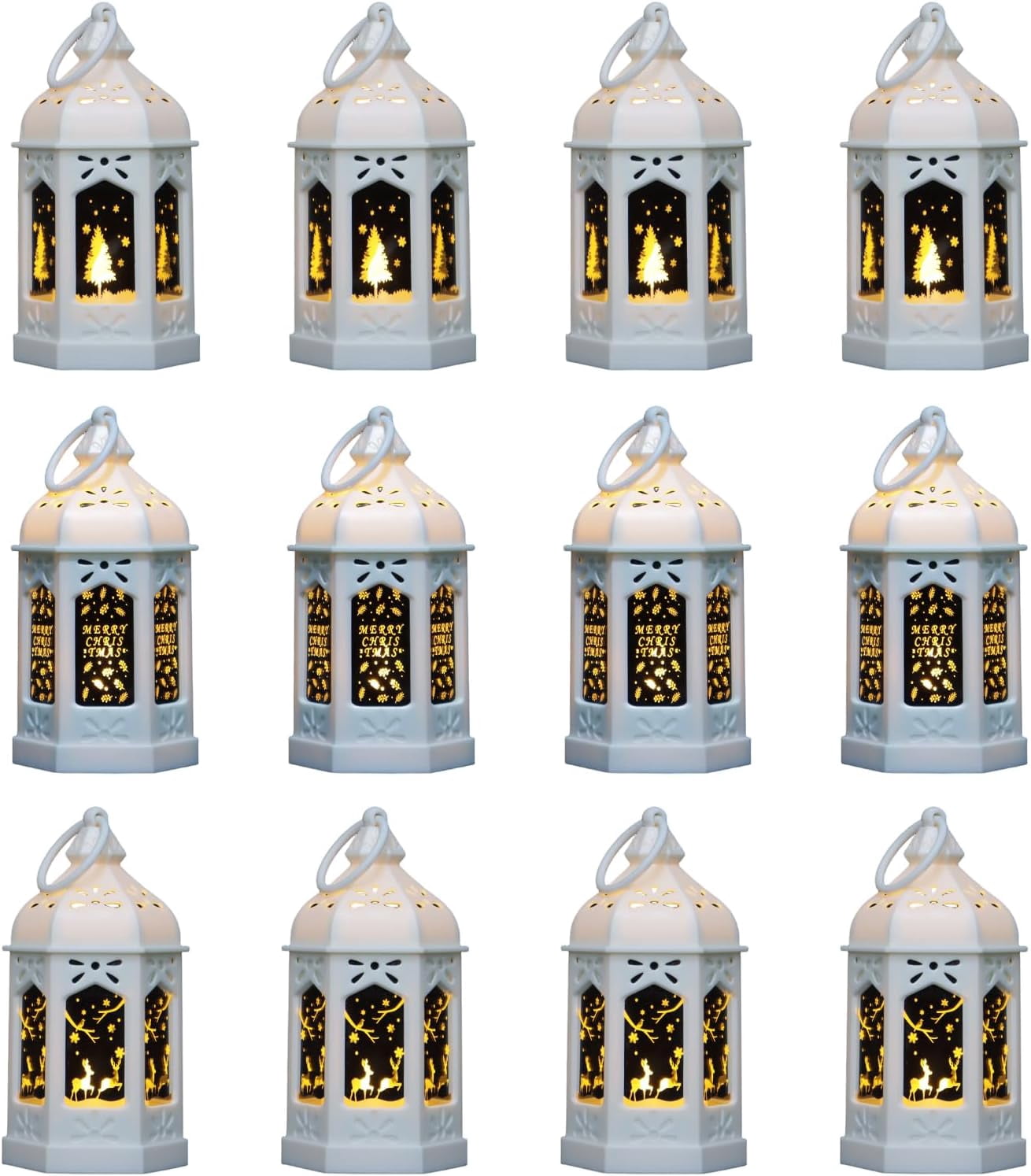 12PCS 5-Inch Mini White Lanterns for Christmas Decorations Indoor ...