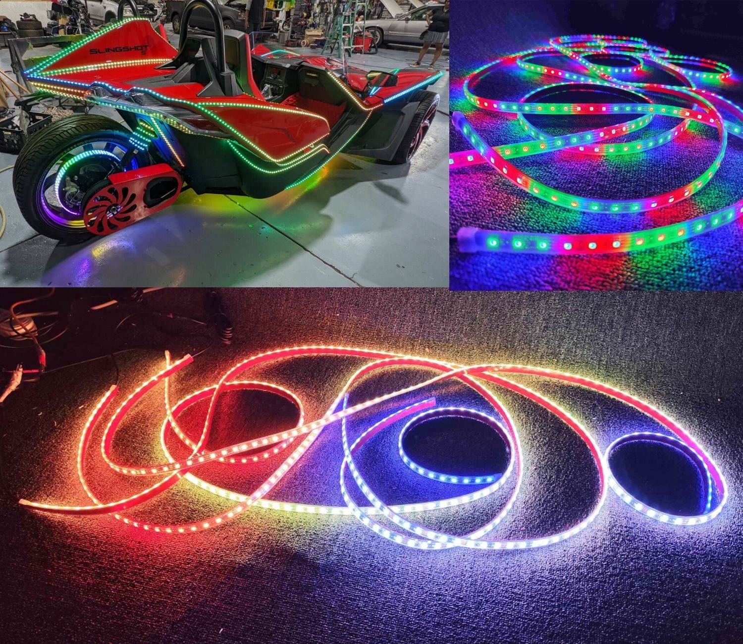 Tzvmnylighting Factory - 12PCS 6.5FT 78" Single Row Dream Color CHASING For Slingshot Shiny Night Underglow Light LED Strips Play With Music APP +Remote Waterproof