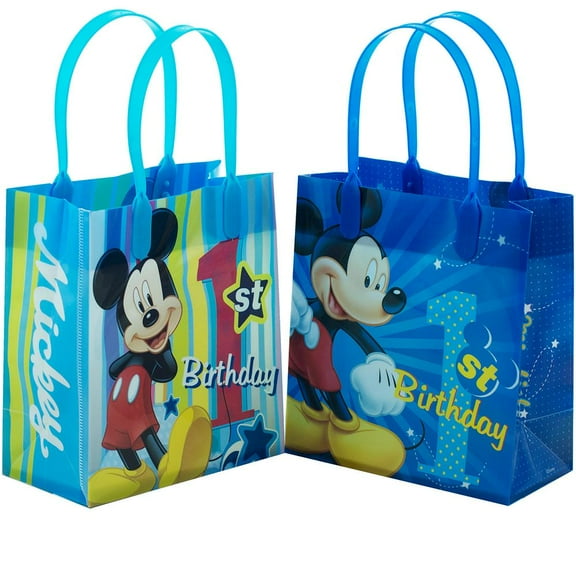 12PCS- 6" Disney Mickey Mouse 1st Birthday Party Favor Goodie Loot Bag Small