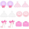 thumbnail image 1 of 12PCS 6 STYLES Pink Silicone Focal Beads Bulk Silicone Bead Cute Cartoon 3D Dress Hat Loose Spacer Double Sided Beads for Beadable Pens Keychain Making Kit Beading Female Bracelet Craft, 1 of 5