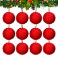 thumbnail image 1 of 12PCS 6cm Red Furry Christmas Ball Ornaments, Plush Hanging Decorations for Xmas Tree Home Party & Gift, 1 of 8
