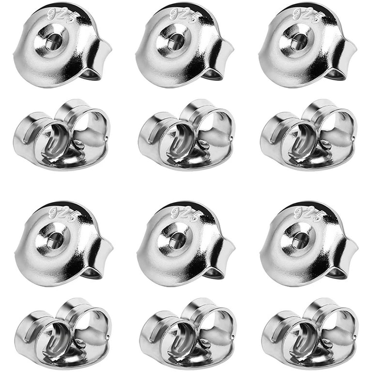 12pcs 925 Sterling Silver Earring Backs Hypoallergenic Earring Replacements Backs for Studs Secure Push Earring Backs(Comfort,No-Fading), Women's