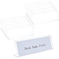 thumbnail image 1 of 12PCS Acrylic Name Plates for Desks with Protective Film 1.37x8.5x3inch L Shape Clear Desk Sign Holder for Office School Wedding and Birthday Party, 1 of 9