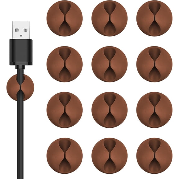 12PCS Adhesive Cable Clips, Cord Holder Organizer for Desk, Nightstand & Office, Wire Management for Charger, Mouse & Electronics