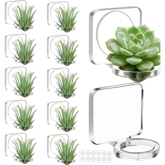 12PCS Air Plant Holders, Clear Acrylic Floating Pots for Home Office