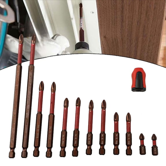 12PCS Alloy Steel PH2 Screwdriver Bit Set with Magnetizer for Furniture Repair