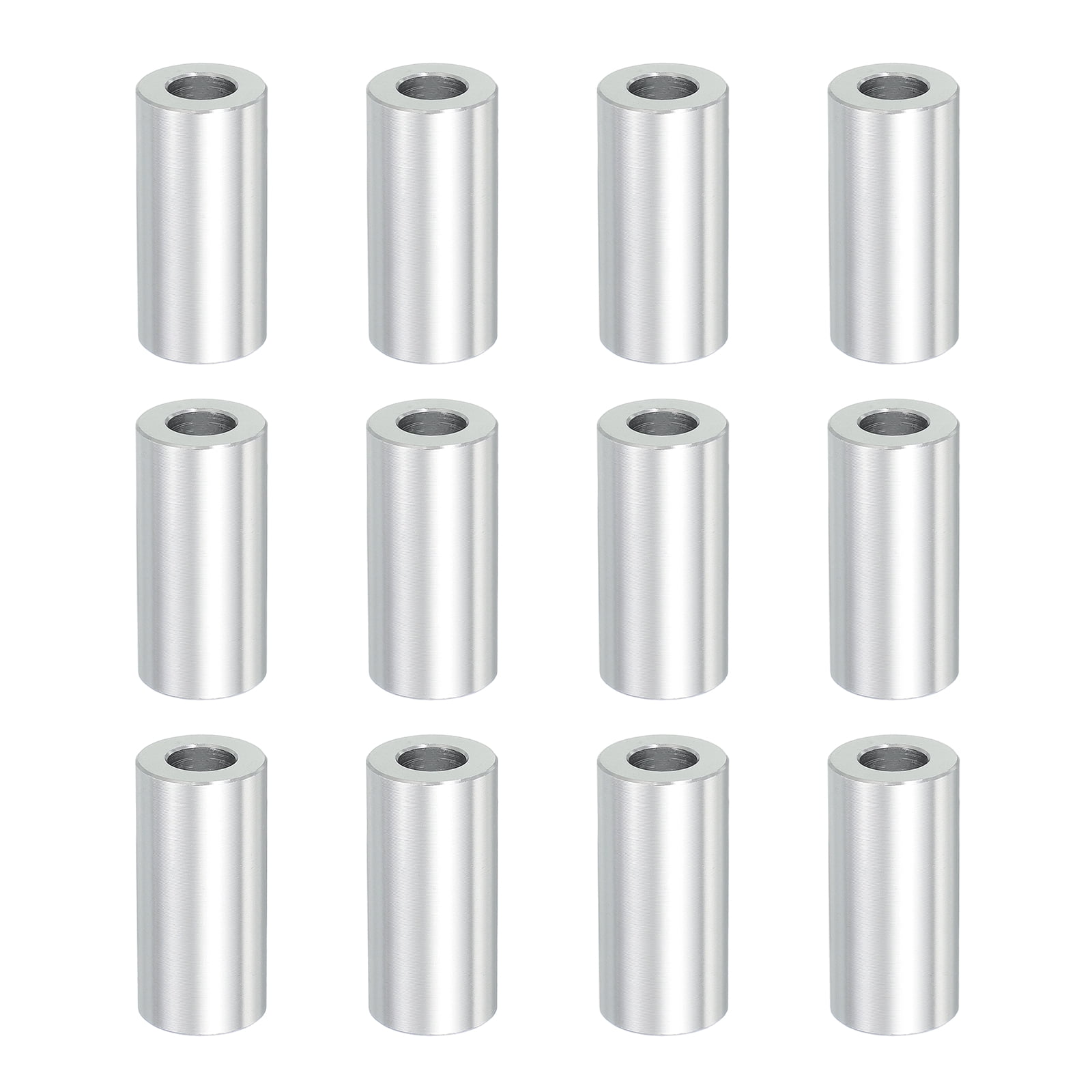 12PCS Aluminum Spacers, 3/8" x 3/4" Metal Spacers Aluminum 1-1/2" L Spacer Screw Standoff Round Unthreaded Standoff Bushing for 3/8inch Screw Bolts, Silver