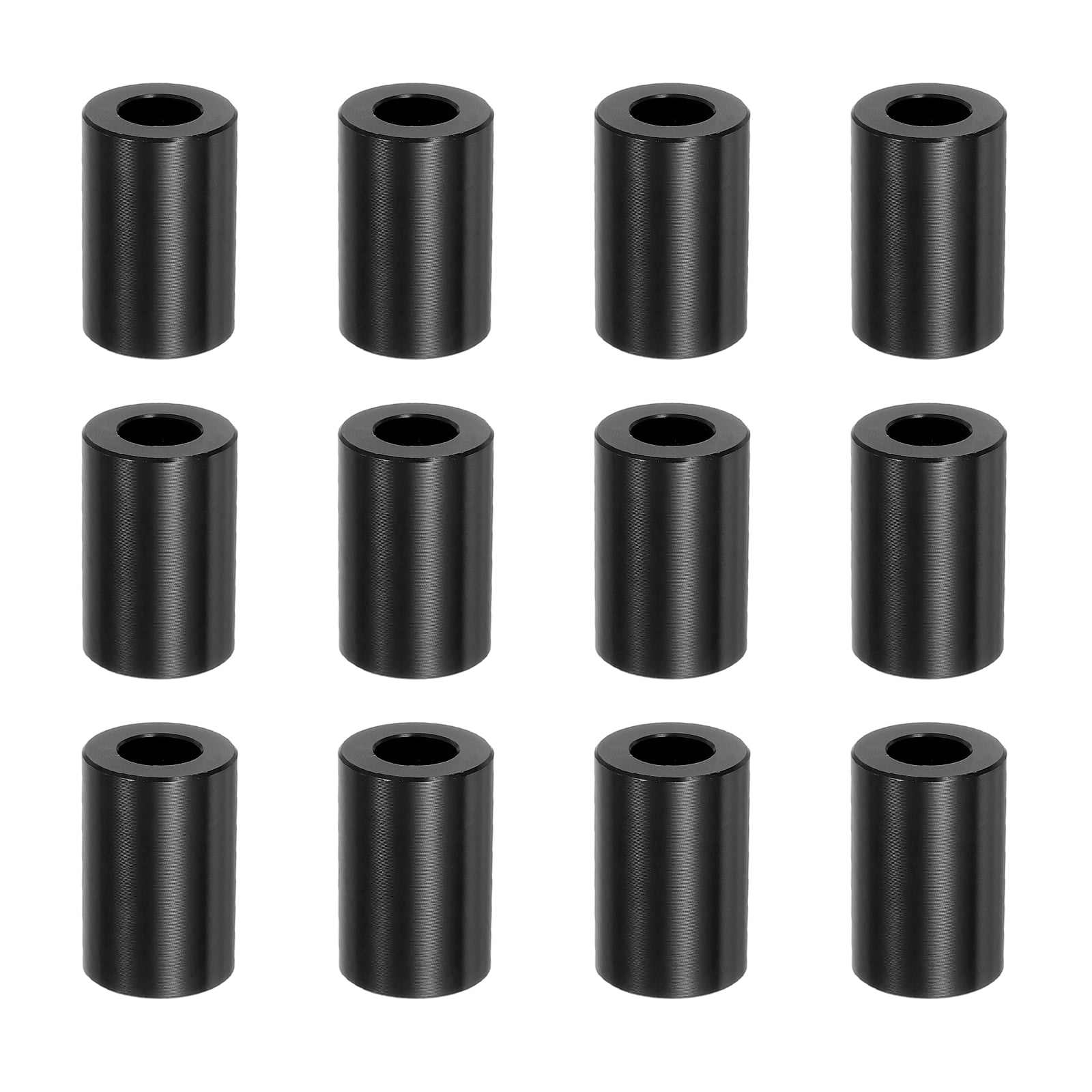 12PCS Aluminum Spacers, 3/8" x 3/4" Metal Spacers Aluminum 1-1/4" L Spacer Screw Standoff Round Unthreaded Standoff Bushing for 3/8inch Screw Bolts, Black
