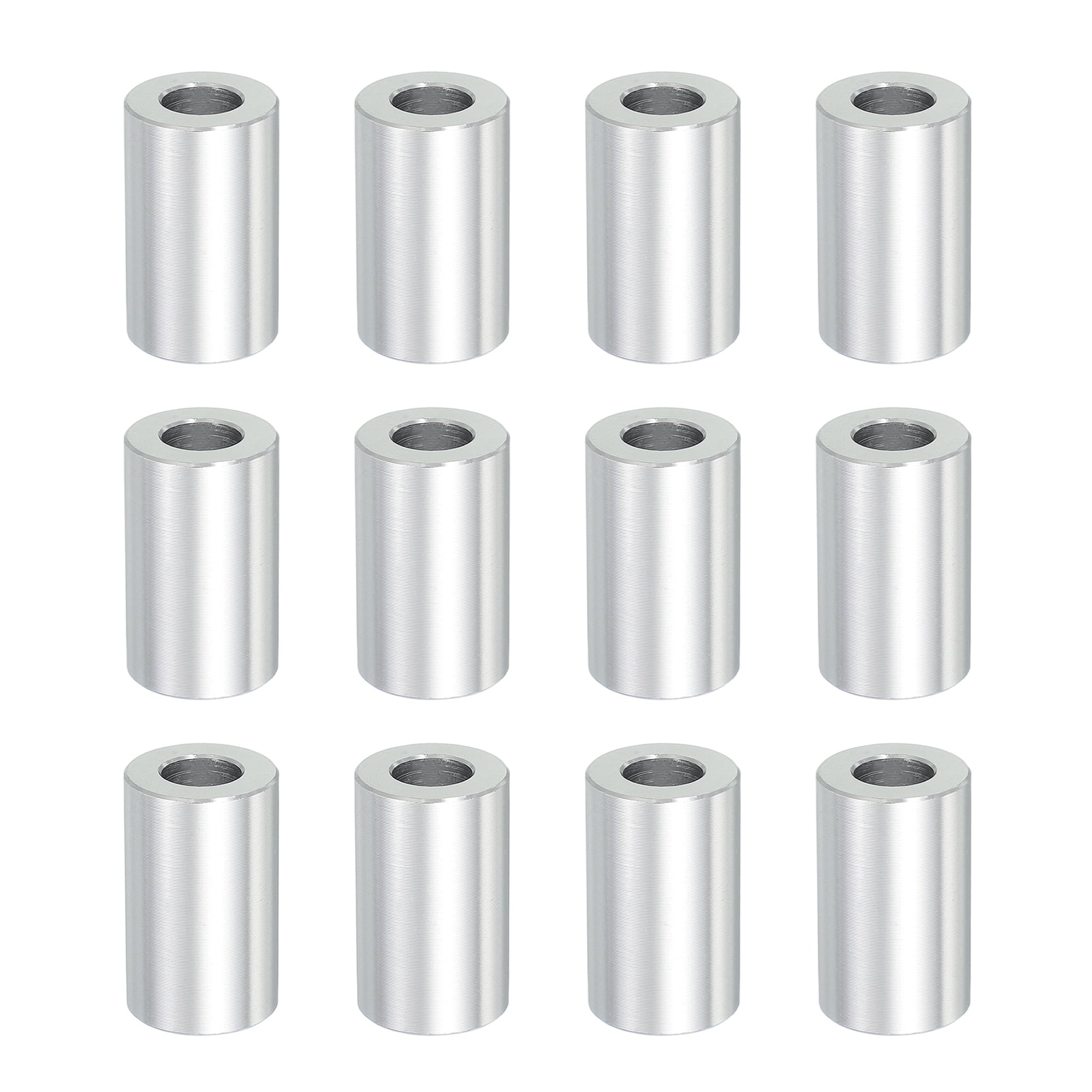 12PCS Aluminum Spacers, 3/8" x 3/4" Metal Spacers Aluminum 1-1/4" L Spacer Screw Standoff Round Unthreaded Standoff Bushing for 3/8inch Screw Bolts, Silver
