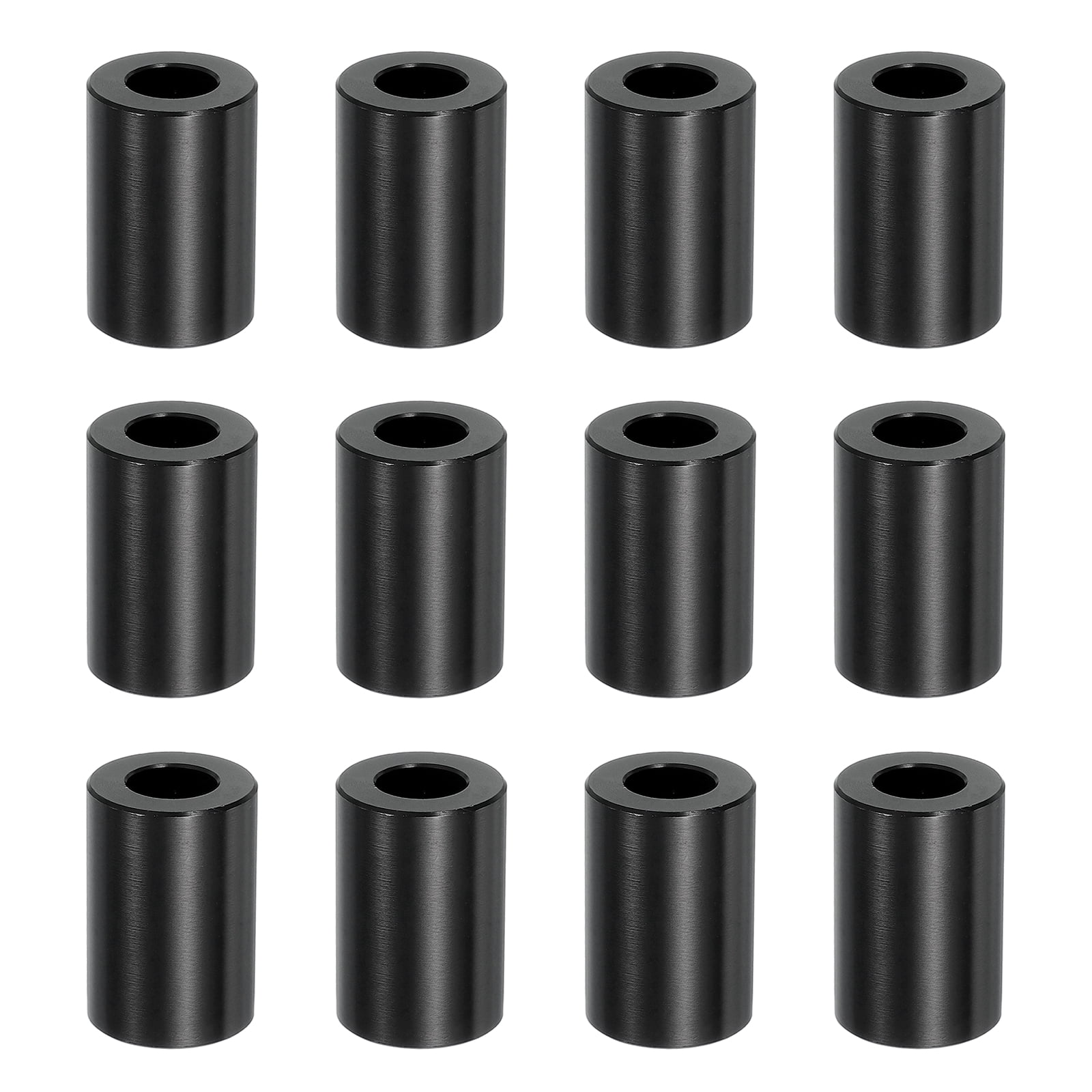 12PCS Aluminum Spacers, 3/8" x 3/4" Metal Spacers Aluminum 1-1/8" L Spacer Screw Standoff Round Unthreaded Standoff Bushing for 3/8inch Screw Bolts, Black