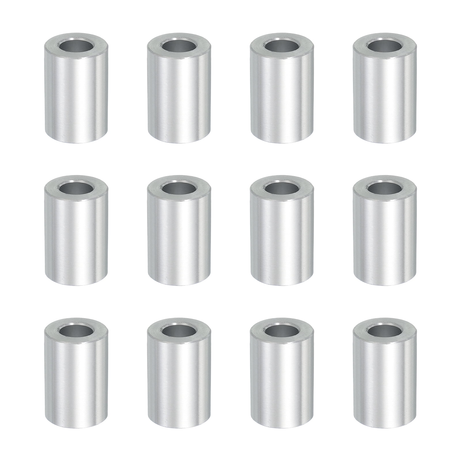 12PCS Aluminum Spacers, 3/8" x 3/4" Metal Spacers Aluminum 1-1/8" L Spacer Screw Standoff Round Unthreaded Standoff Bushing for 3/8inch Screw Bolts, Silver