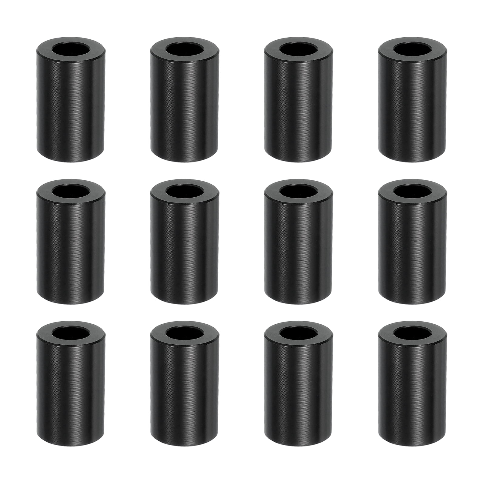 12PCS Aluminum Spacers, 3/8" x 3/4" Metal Spacers Aluminum 1-3/16" L Spacer Screw Standoff Round Unthreaded Standoff Bushing for 3/8inch Screw Bolts, Black