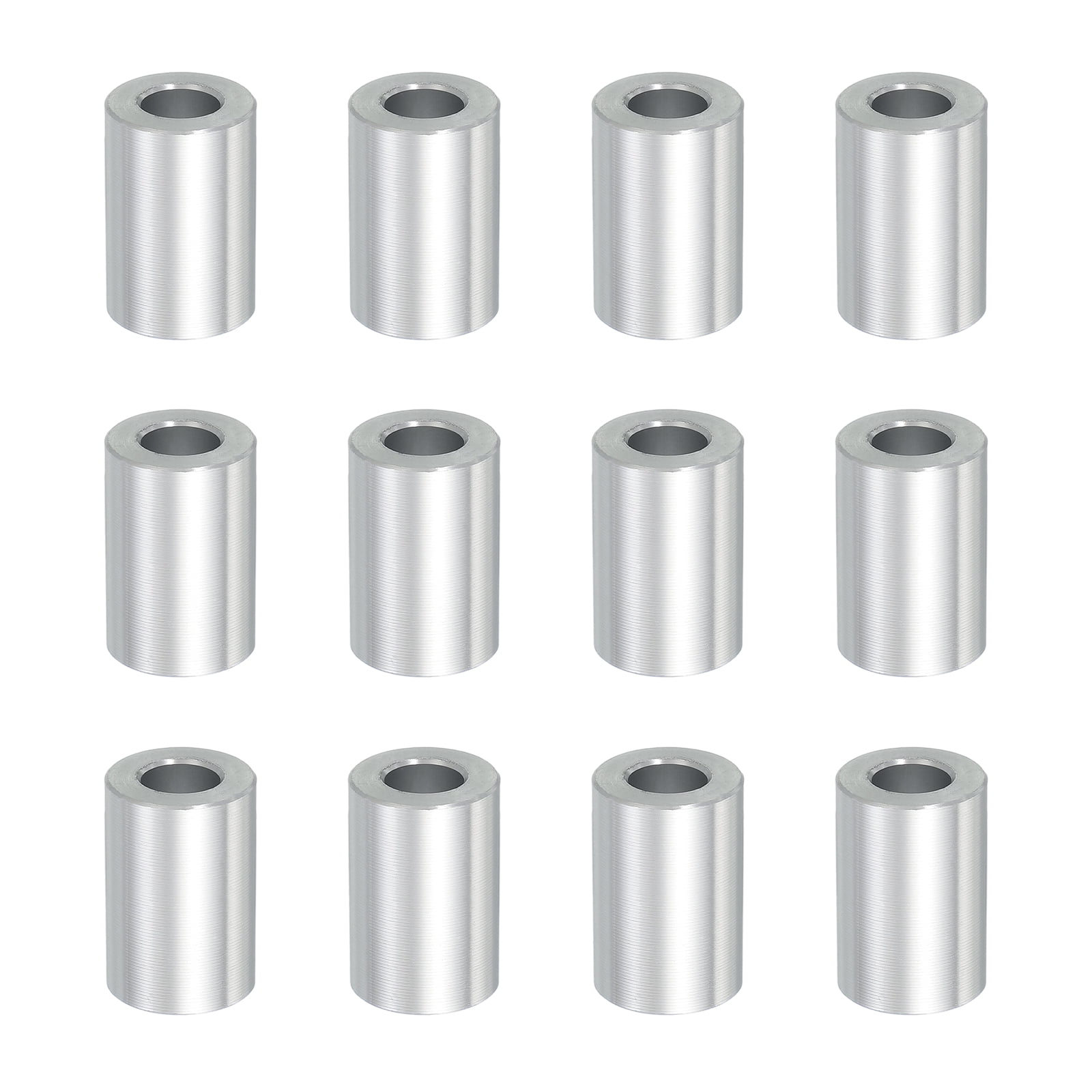 12PCS Aluminum Spacers, 3/8" x 3/4" Metal Spacers Aluminum 1-3/16" L Spacer Screw Standoff Round Unthreaded Standoff Bushing for 3/8inch Screw Bolts, Silver