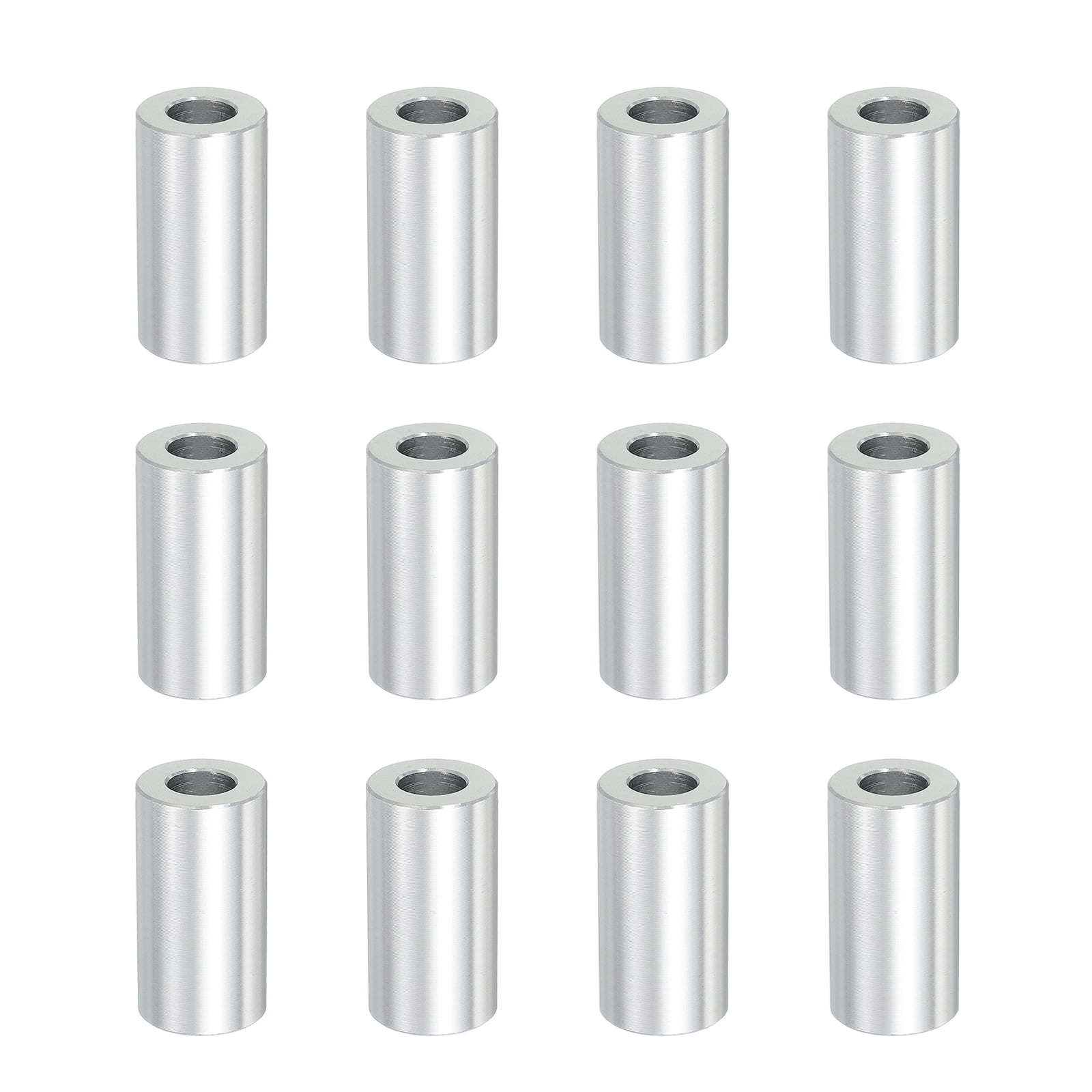 12PCS Aluminum Spacers, 3/8" x 3/4" Metal Spacers Aluminum 1-3/8" L Spacer Screw Standoff Round Unthreaded Standoff Bushing for 3/8inch Screw Bolts, Silver