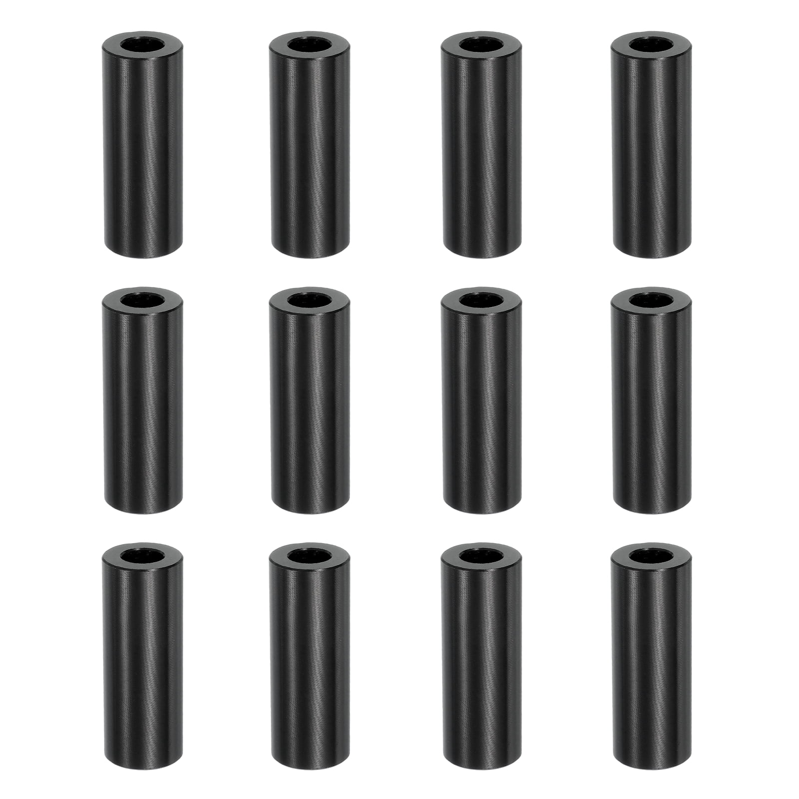 12PCS Aluminum Spacers, 3/8" x 3/4" Metal Spacers Aluminum 2" L Spacer Screw Standoff Round Unthreaded Standoff Bushing for 3/8inch Screw Bolts, Black