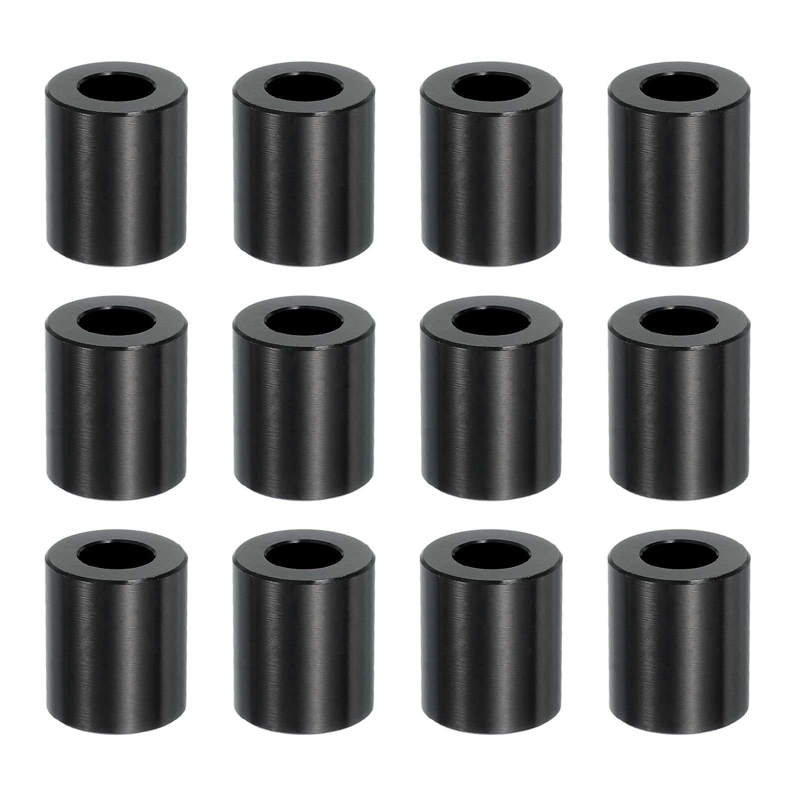 12PCS Aluminum Spacers, 3/8" x 3/4" Metal Spacers Aluminum 7/8" L Spacer Screw Standoff Round Unthreaded Standoff Bushing for 3/8inch Screw Bolts, Black