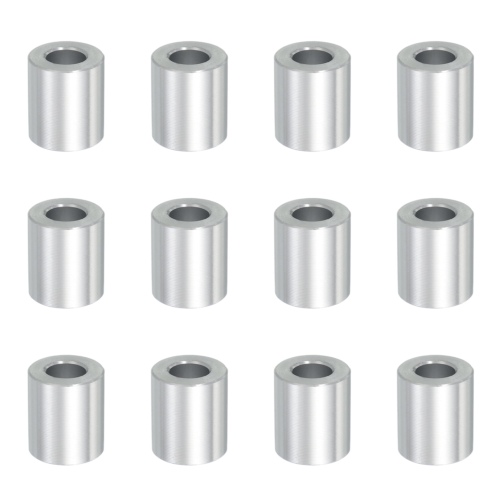 12PCS Aluminum Spacers, 3/8" x 3/4" Metal Spacers Aluminum 7/8" L Spacer Screw Standoff Round Unthreaded Standoff Bushing for 3/8inch Screw Bolts, Silver