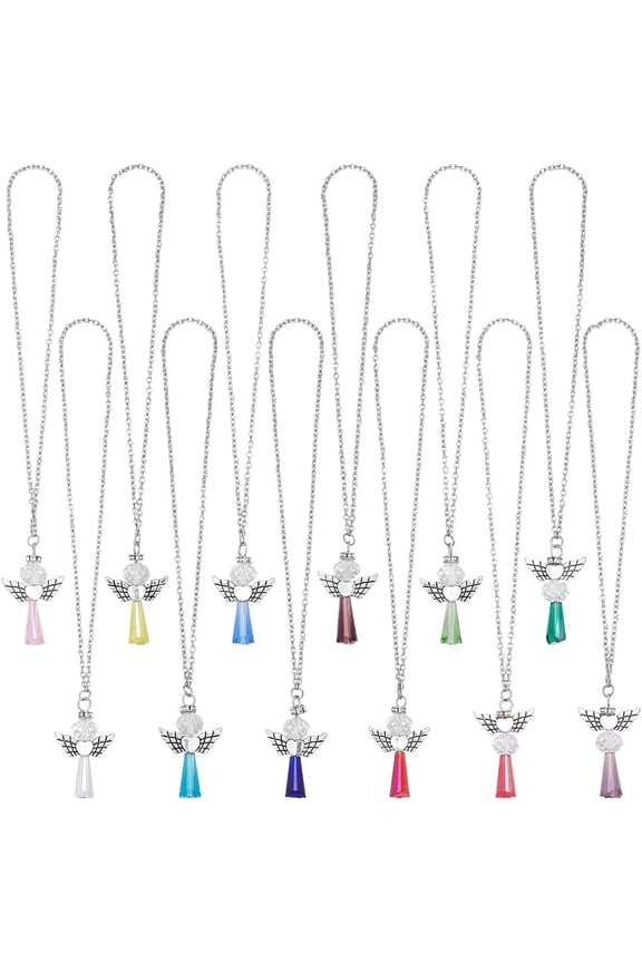 12PCS Angel Car Charms 12 Colors Angel Rear View Mirror Charm Guardian Ornament New Driver Gift Cars Decorations Accessories for DIY handcrafting