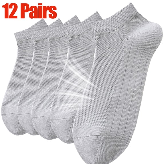12PCS Ankle Socks for Men Breathable Mesh Athletic Running Socks with Moisture-Wicking Cushioned Sole Lightweight Low-Cut Tab Socks for Summer Sports Gym Daily Wear