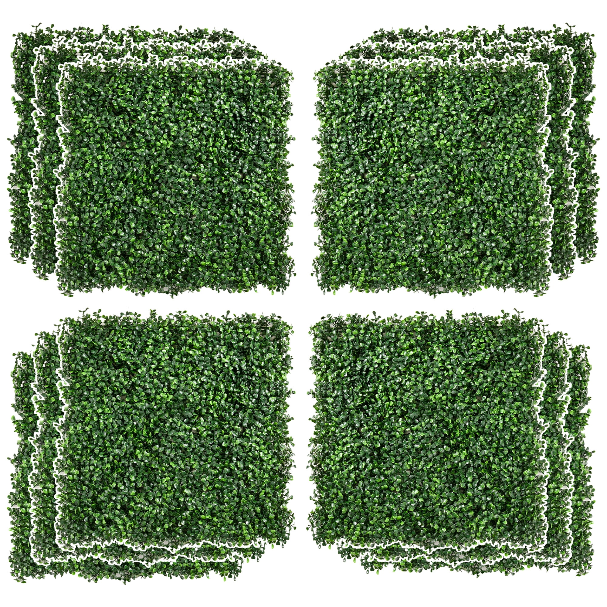 12PCS Artificial Boxwood Panels Topiary Wall Greenery Backdrop, Privacy Hedge Screen UV Protected 4Layer Roll Grass Panel Fence Decor Outdoor Indoor Garden Backyard, 20" x 20"
