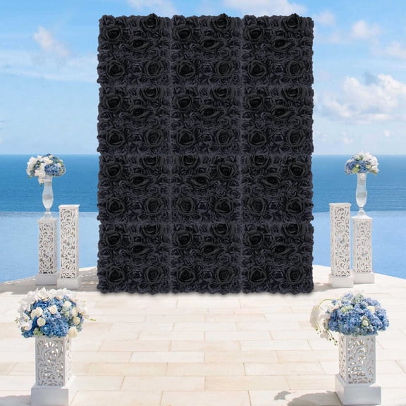 12PCS Artificial Flowers Decoration, Flower Wall Panels, Black Flowers Wall, Rose Wall Background 38*38cm