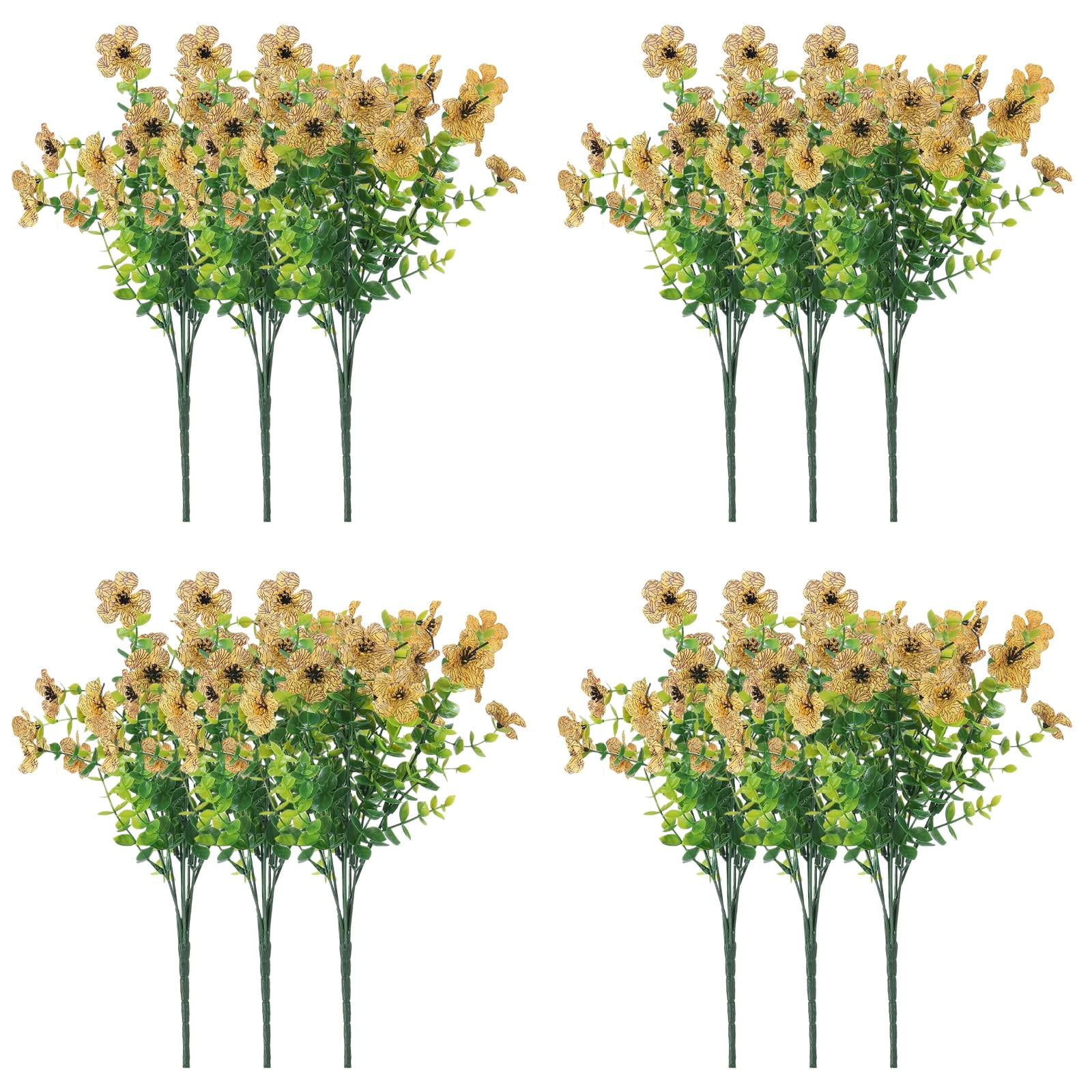 12PCS Artificial Flowers Outdoor - UV Resistant Greenery for Wedding Bouquets, Hanging Baskets & Home Decor - No Fade Flowers for Garden & Patio