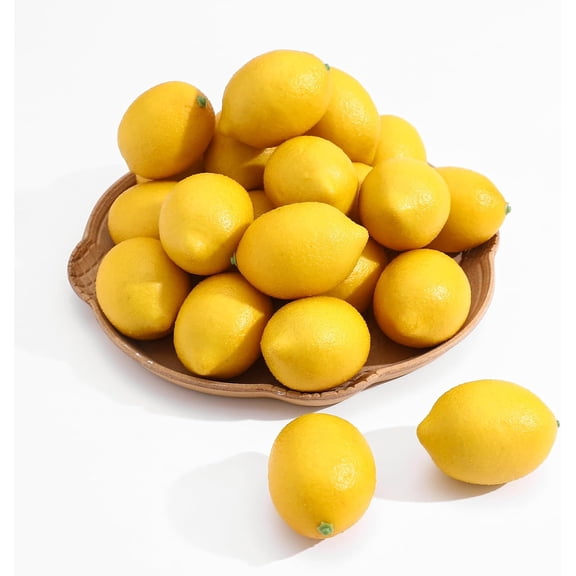 12PCS Artificial Lemons Lifelike Fake Yellow Lemons for Kitchen Decor, Fruit Bowl, Lemonade Party, Photo Props & Summer Table Decorations Realistic Faux Fruit for Home & Events