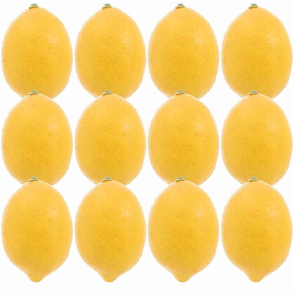 12PCS Artificial Lemons - Lifelike Fake Yellow Lemons for Kitchen Decor, Fruit Bowl, Lemonade Party, Photo Props