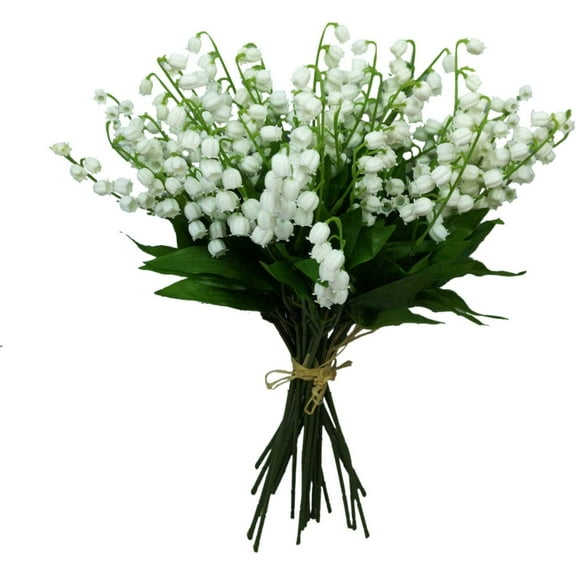 12PCS Artificial Lily of The Valley Flowers Bush for Home Garden Wedding Decoration, Silk Flowers Bouquet Indoor Decor