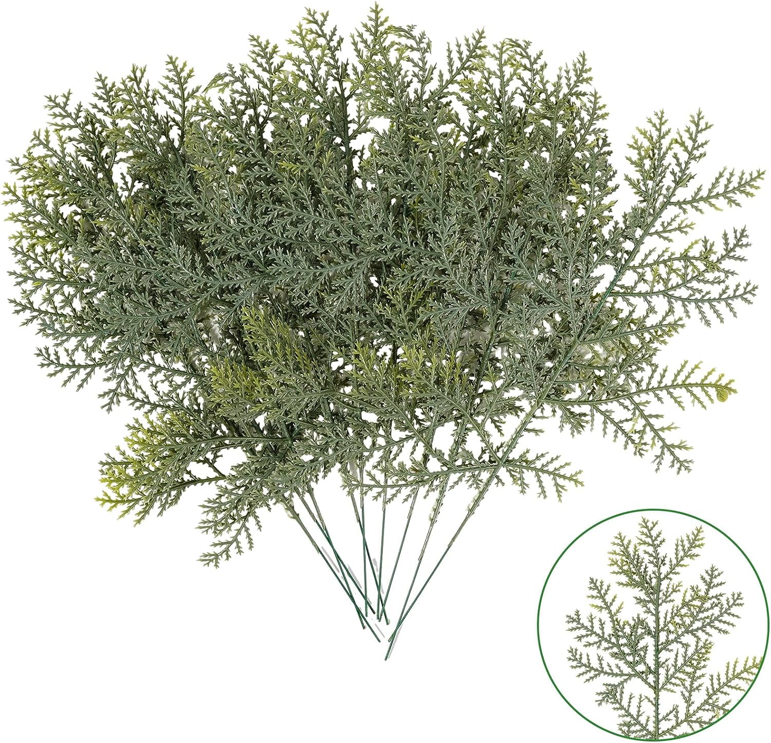 12PCS Artificial Pine Branches 11.8Inches Realistic Fake Greenery