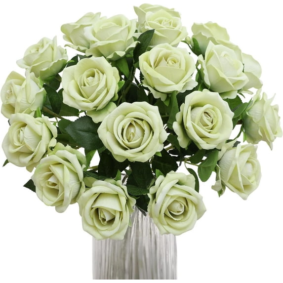 12PCS Artificial Roses Silk Flowers Fake Roses Bouquet Long Stem for Home Wedding Decoration Party (Wine)