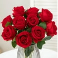 thumbnail image 1 of 12PCS Artificial Roses Silk Flowers Fake Roses Bouquet Long Stem for Home Wedding Decoration Party (Wine), 1 of 4