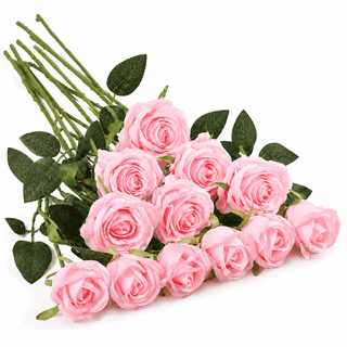 12PCS Artificial Silk Flowers Realistic Roses Bouquet Long Stem for Home Wedding Decoration Party