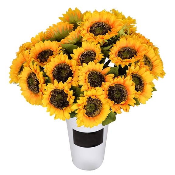 12PCS Artificial Sunflowers Bouquet - 50cm Long Stem Fake Sunflowers for Wedding, Home Decor, Vase Arrangement, Party, and Garden Decoration (Yellow)