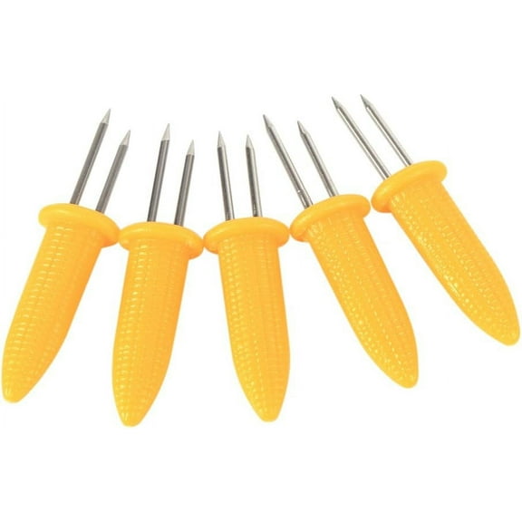 12PCS BBQ Fork Corn Holders Stainless Steel BBQ Corn Holders Skewers Prongs Corn On The Cob Holders Barbecue New