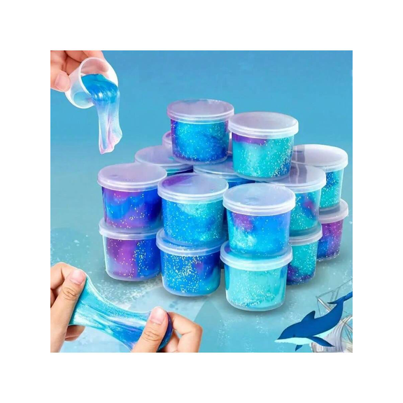 12PCS Blue Putty Slime, Party Favor, Girls & Boys, Adults, Non Sticky, Stress & Anxiety Relief, Wet, Super Soft Sludge Toy,Easter Basket Stuffers