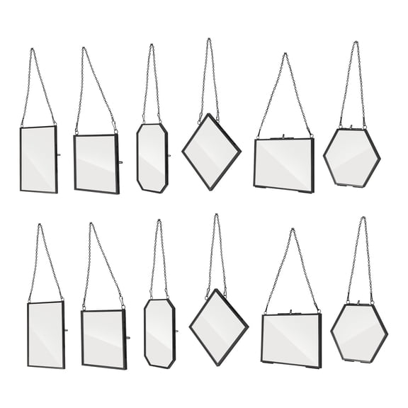 12PCS Brass Glass Frames, Wall Hanging Glass Frames for Pressed Flowers