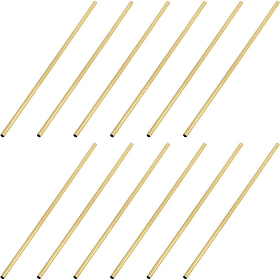 12PCS Brass Round Tube 12inch Length 6mm OD 5.5mm ID Hollow Seamless Straight Pipe Tubing 0.2mm Wall Thickness