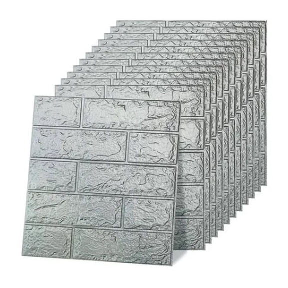 12PCS Brick Wall Sticker Black Grey Waterproof Self Adhesive XPE Brick Wallpaper for Decoration