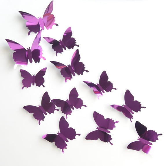 12PCS Butterfly Wall Stickers, 3D Mirror Butterfly Decor for Home, Self-Adhesive Room Art for Bedroom, Living Room, Kitchen, DIY Wall Decals (S:6.5*5.5cm M:8*7cm L:11*9.5cm)