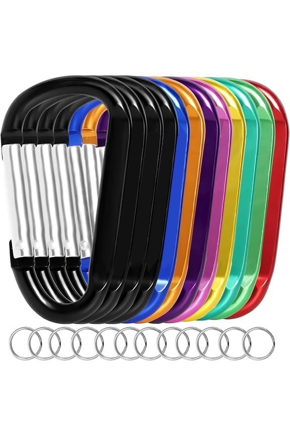 12PCS Carabiner Keychain Clip - 3" Aluminum Caribeener Key Clip,D Ring Shape Nonlocking Carabeaner Hook Buckle,Multi-Function Spring Snap Key Clips Tool for Home,Camping,Hiking,Traveling,Backpack