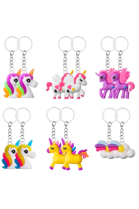 12PCS Cartoon Unicorn KeyChains Lovely Keychains Key Decoration Key Holder