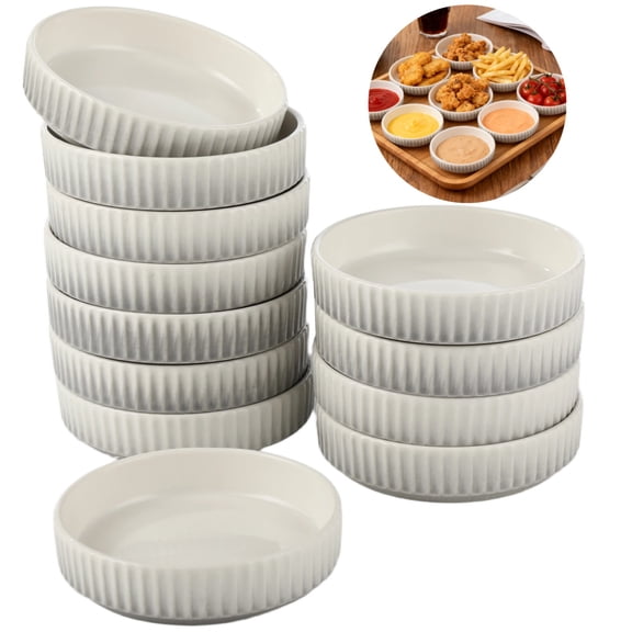 12PCS Ceramic Dipping Bowls, 4" Gray Dipping Sauce Dish Set, Microwave Dishwasher Freezer Safe Ramekins for Condiments Snacks Spices Desserts Side Dish