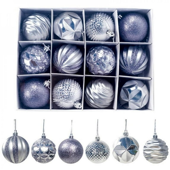 12PCS Christmas Ball Ornaments 2.4" Shatterproof Christmas Decorations for Xmas Tree, Holiday, Wedding, Party Christmas Balls Set with Strings
