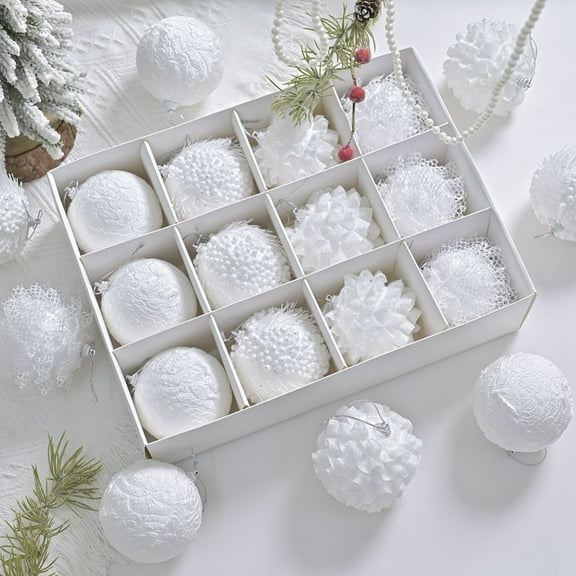 12PCS Christmas Ball Ornaments -3.1" Shatterproof Christmas Tree Decorations Xmas Tree Medium Christmas Ornaments Balls with Hanging Loop for Wedding Holiday Party Wreath Home Decor