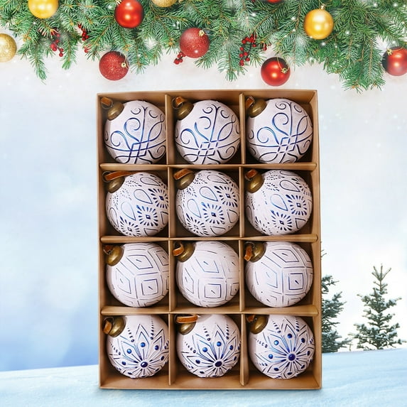 12PCS Christmas Ball Ornaments Christmas Tree Decoration Holiday Multiple Styles Ornaments For Christmas Trees Party Ball Decoration