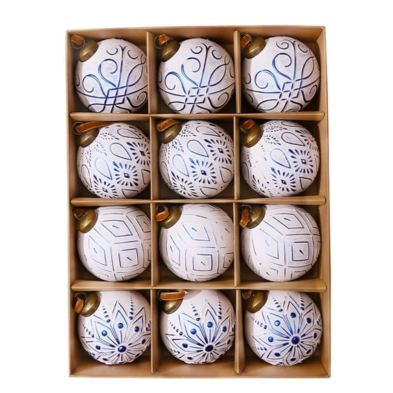 12PCS Christmas Ball Ornaments Set – Festive Tree Decorations with Unique Styles for Holiday Celebrations, Wreaths, Garlands, and Gift Packages to Create a Magical Seasonal Atmosphere